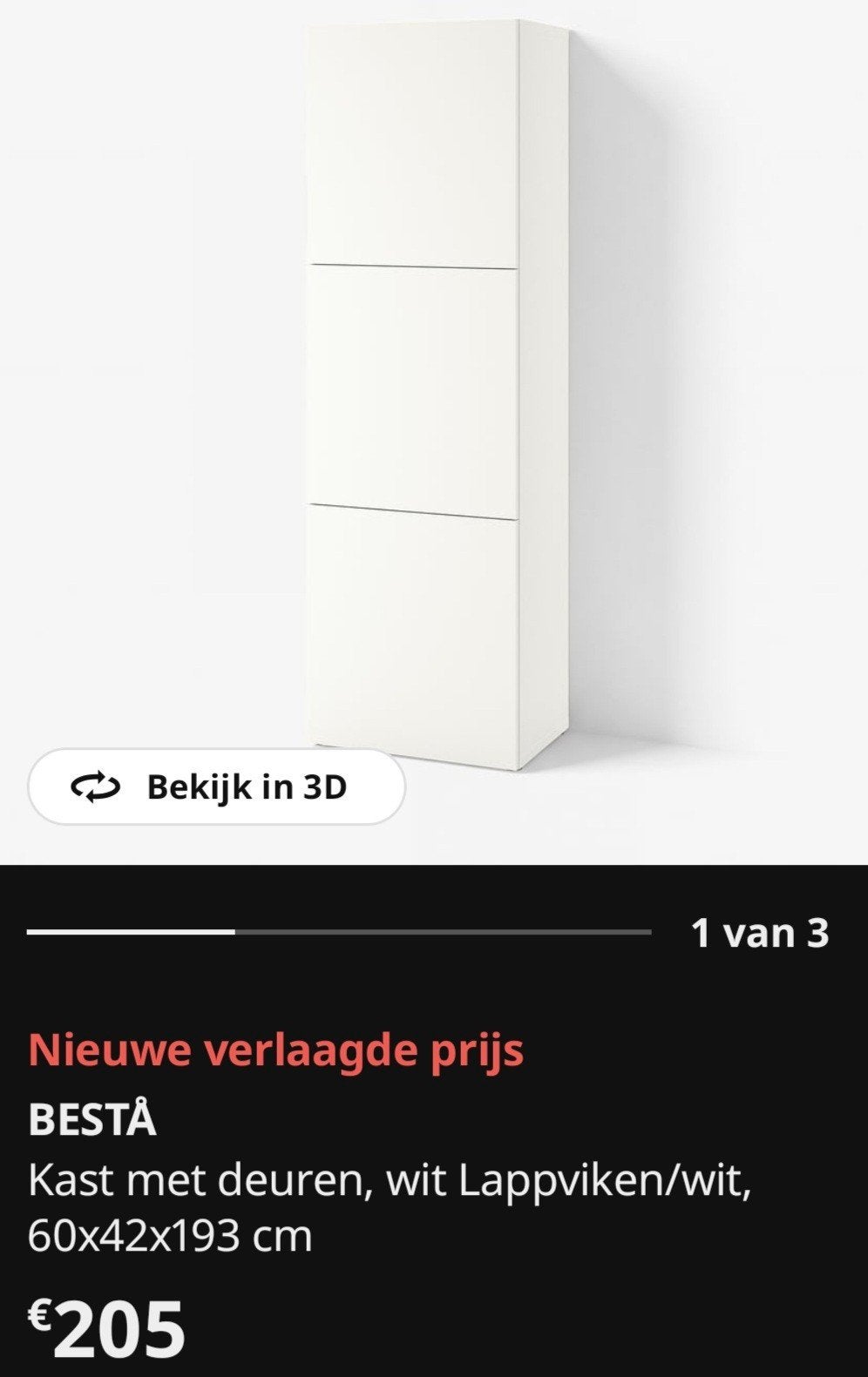 Besta kast wit met lak witte deuren, Huis en Inrichting, Ophalen, Met lade(s), 50 tot 100 cm, 25 tot 50 cm