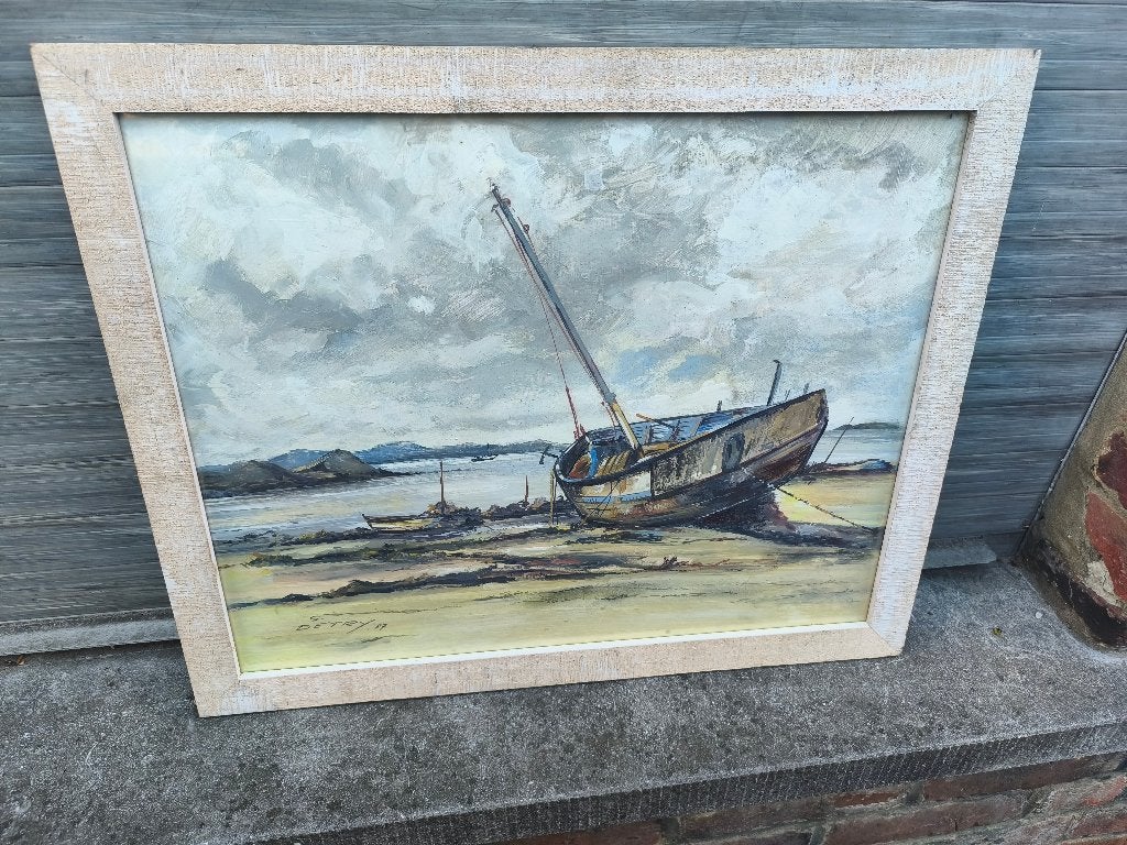 huile sur carton marine signe g detry, Enlèvement ou Envoi