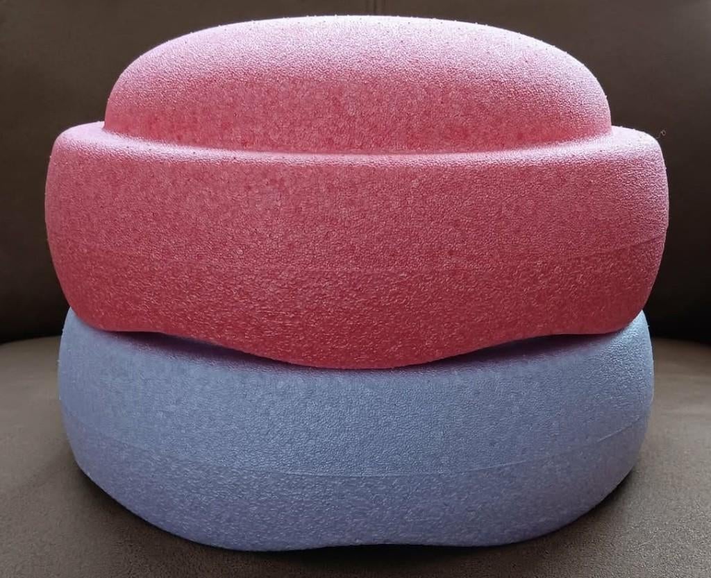 2  Ronde stapelstenen - Lila en roze, Ophalen, Zo goed als nieuw