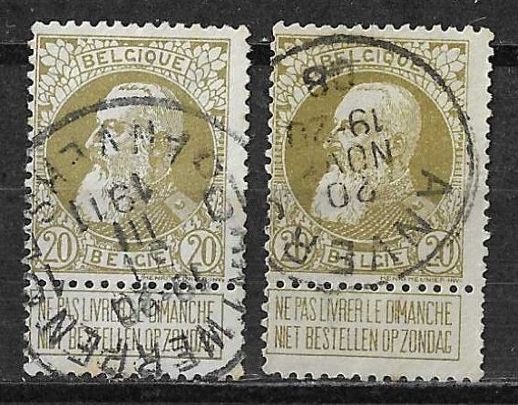 België OPC 75+75a Koning Leopold II Type Grove baard, Ophalen of Verzenden, Gestempeld, Staatshoofden