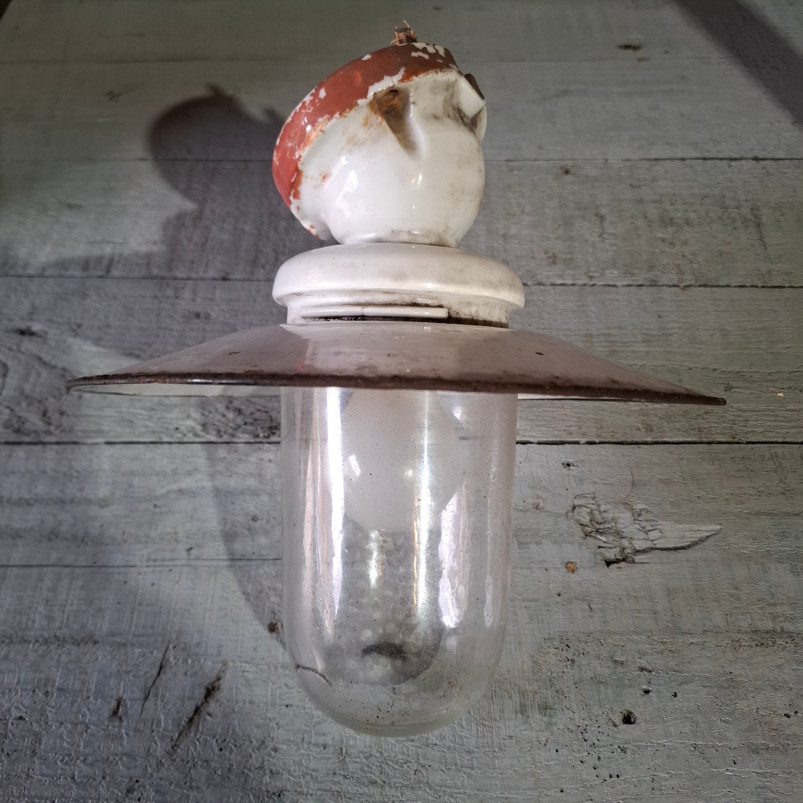 mooie emaille industriele lamp, Ophalen