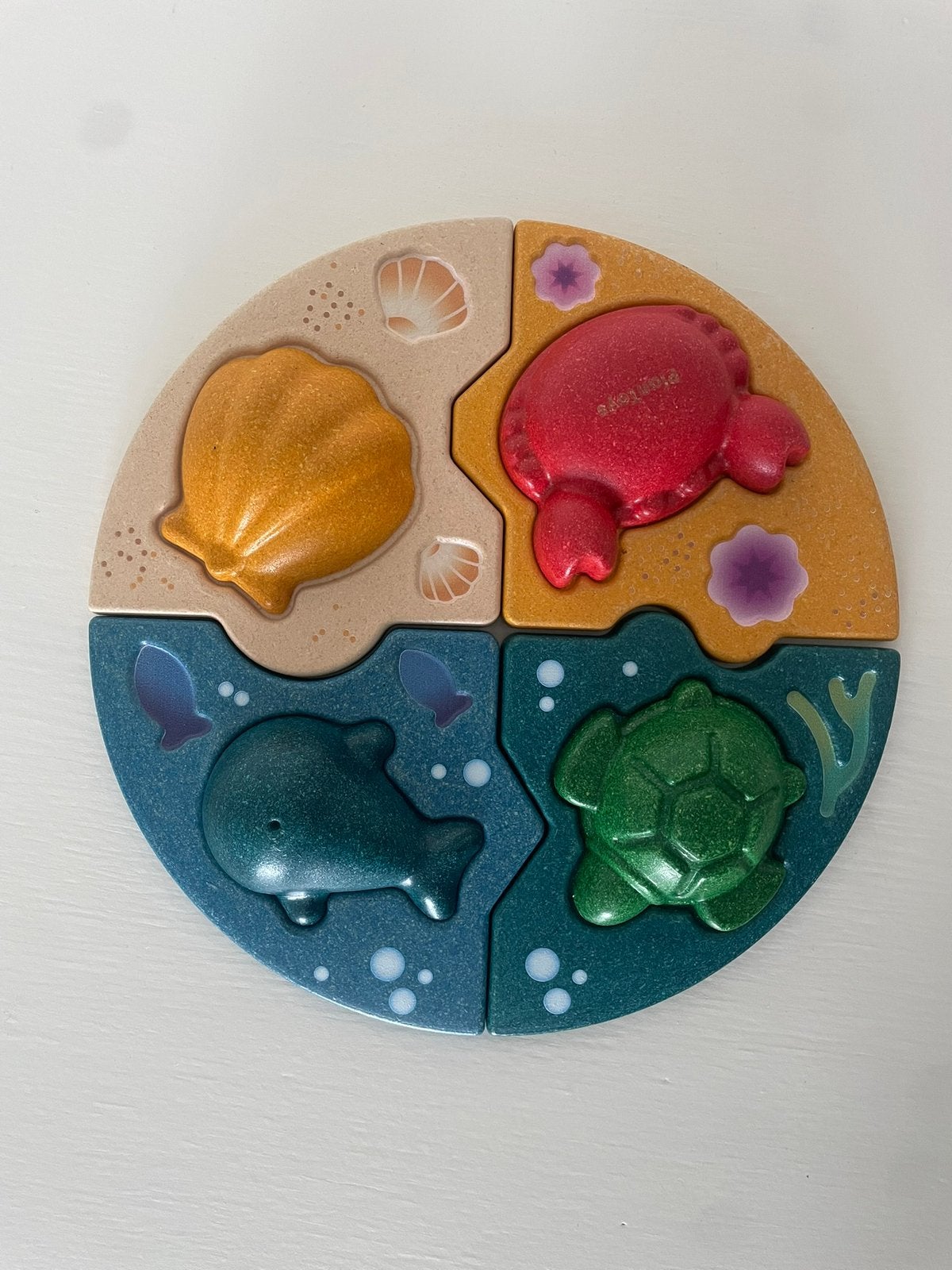 Plantoys Marine puzzel, Kinderen en Baby's, Ophalen of Verzenden, Zo goed als nieuw, Van hout, Minder dan 10 stukjes