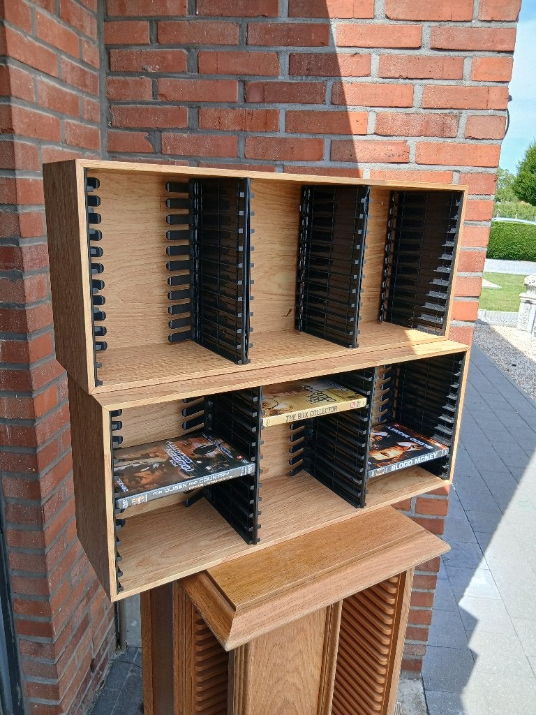 2 Opberg kastjes voor dvd's, Huis en Inrichting, Woonaccessoires | Cd- en Dvd-rekken, Ophalen, Zo goed als nieuw, Hout, Dvd's