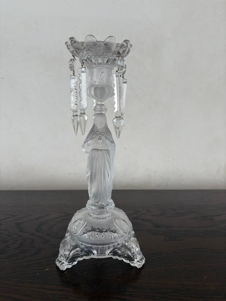 Kristallen kandelaar met Madonna Val Saint Lambert, Antiek en Kunst, Ophalen of Verzenden