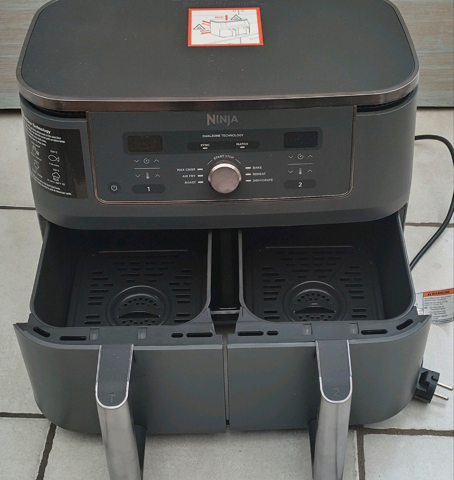 NINJA AIRFRYER DZ400EU ZWART, DUAL ZONE 9.5 L, Ophalen, Zo goed als nieuw, Airfryer, 1500 gram of meer