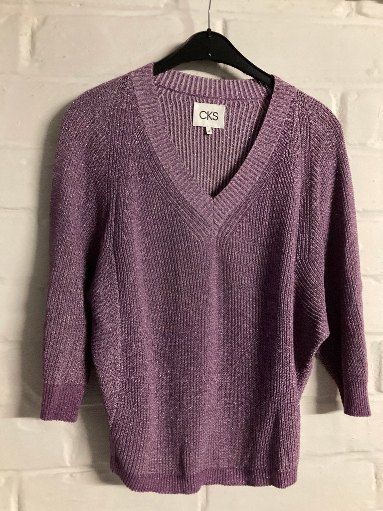 Lila met glinster trui met 3/4 mouwen, CKS, Medium, Kleding | Dames, Truien en Vesten, Maat 38/40 (M), Overige kleuren, Ophalen of Verzenden