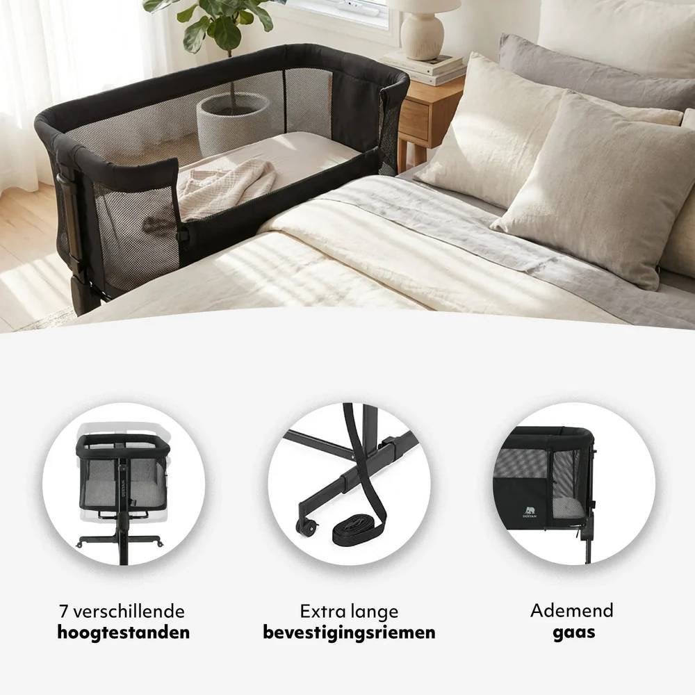 Deryan Snoozy Co Sleeper - Wieg Baby - Verstelbaar - Zwart, Enlèvement ou Envoi, Comme neuf