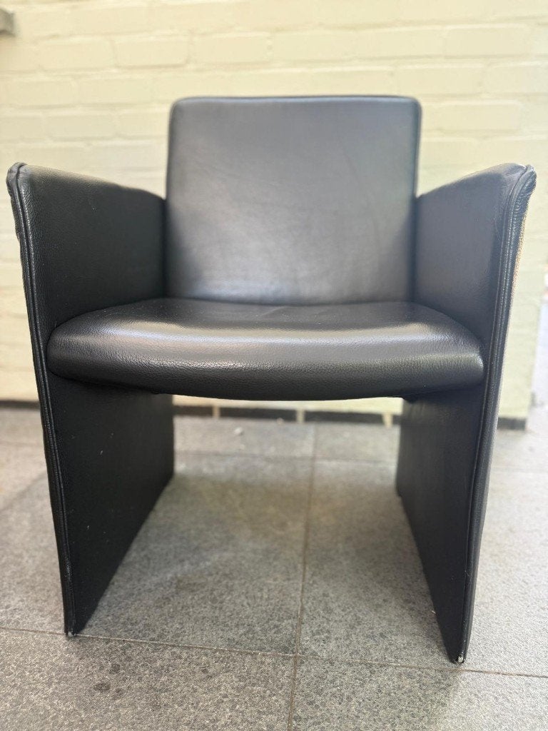 4 lederen stoelen, Huis en Inrichting, Stoelen, Ophalen, Gebruikt, Zwart, Leer
