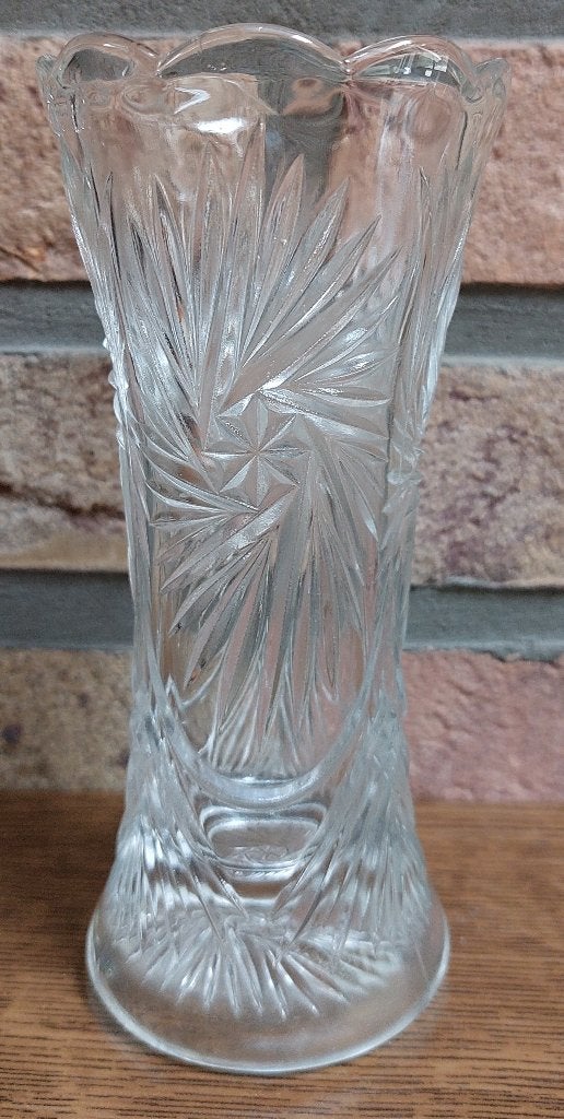 Vase - Cristal de roche = Demi-cristal - Années 1950, Convient pour fleurs séchées, Transparent, 16 cm, Comme neuf
