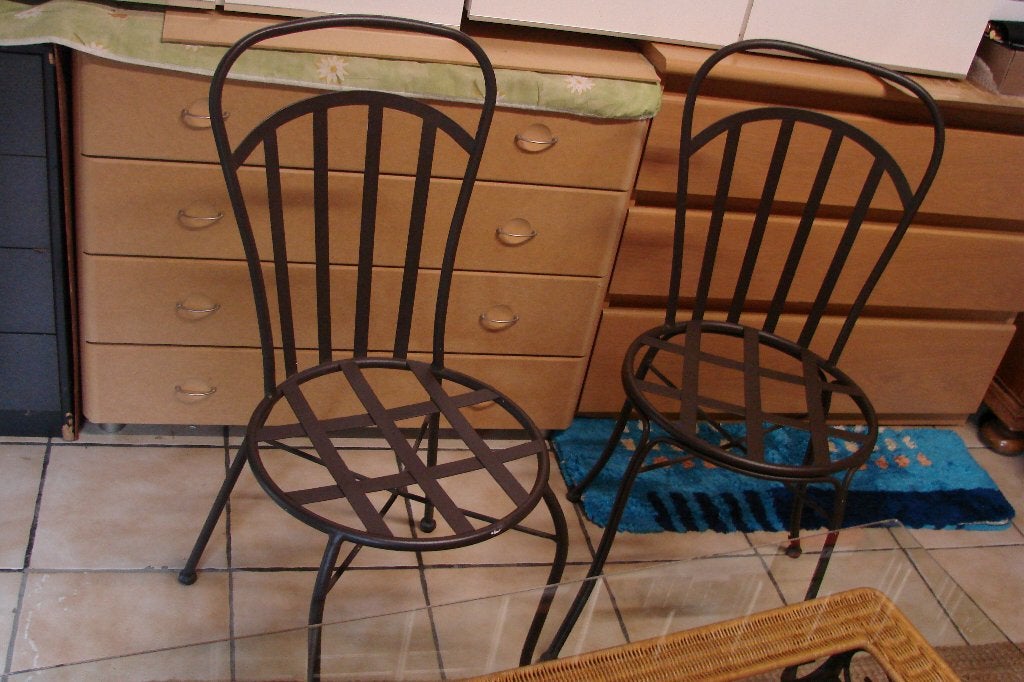 2 smeedijzer stoelen, Ophalen, Twee, Smeedijzer, Zwart