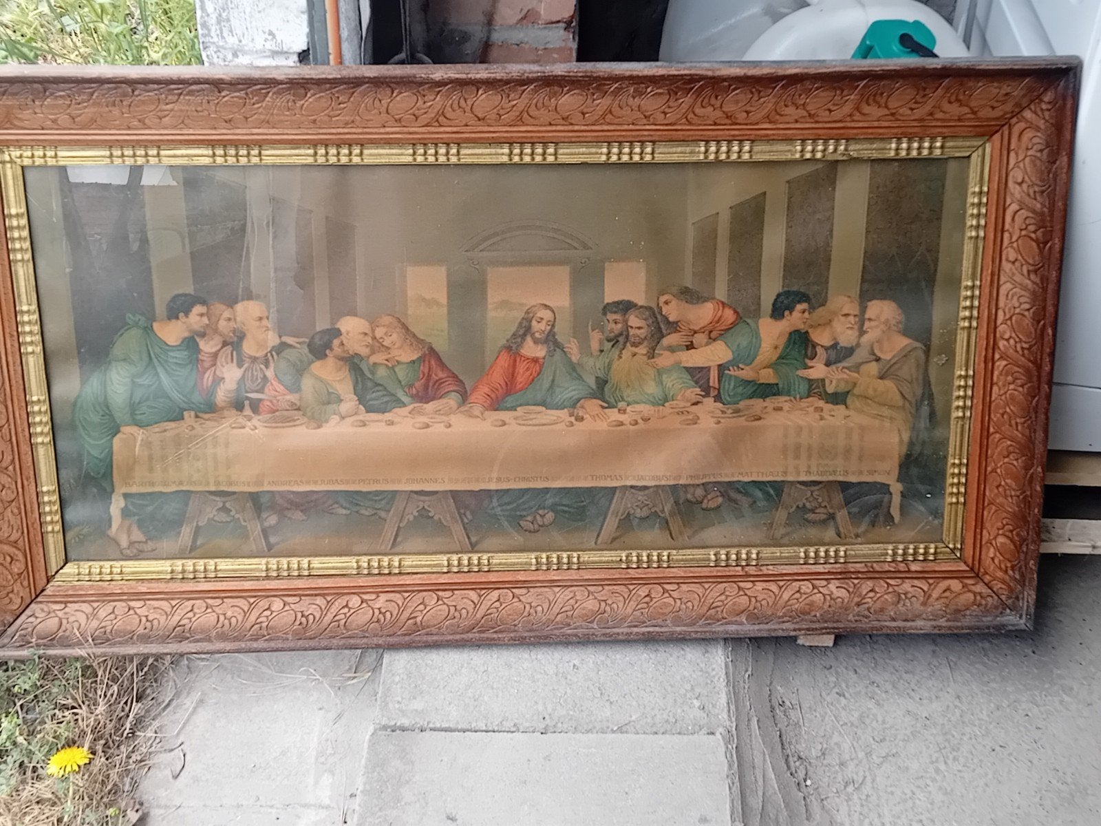 chromolithographie vintage représentant "La Cène, Ophalen, Ingelijst