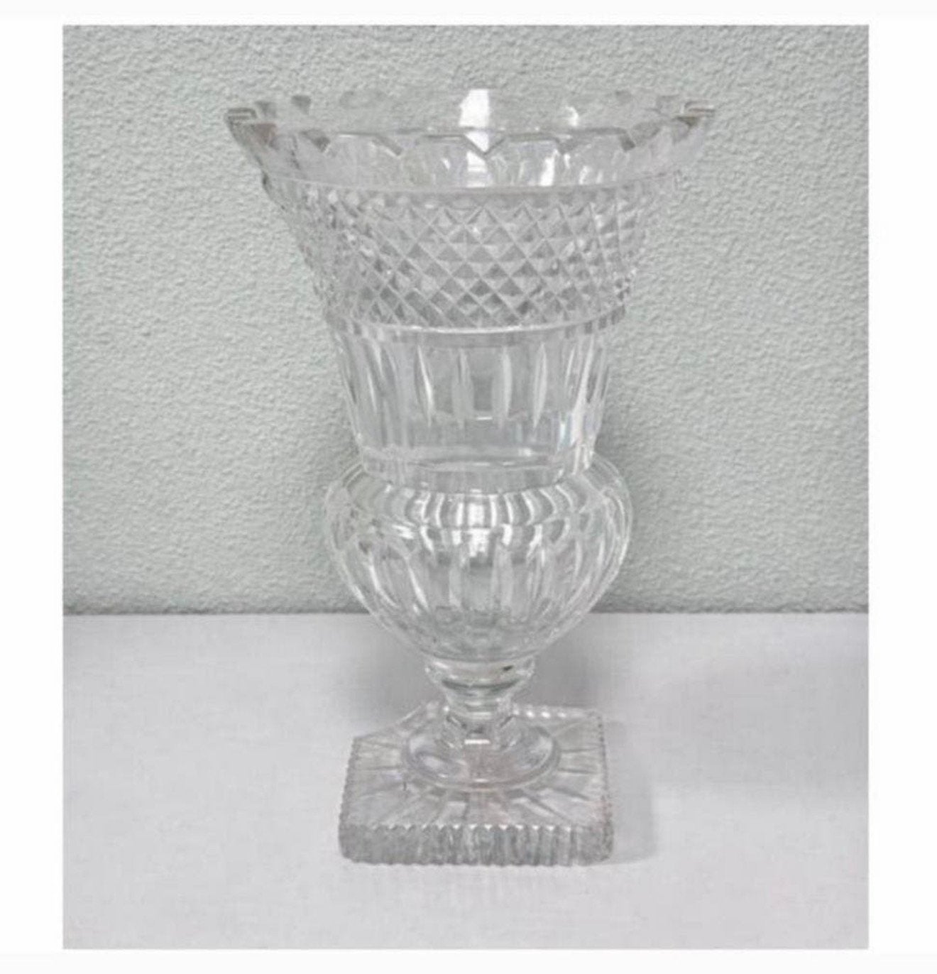Grote kristal kristallen antieke antiek bloemen vaas helder, Antiek en Kunst, Ophalen of Verzenden