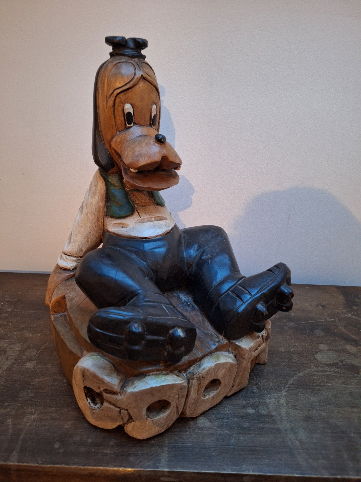 Vintage handgesneden houten Goofy, Ophalen of Verzenden