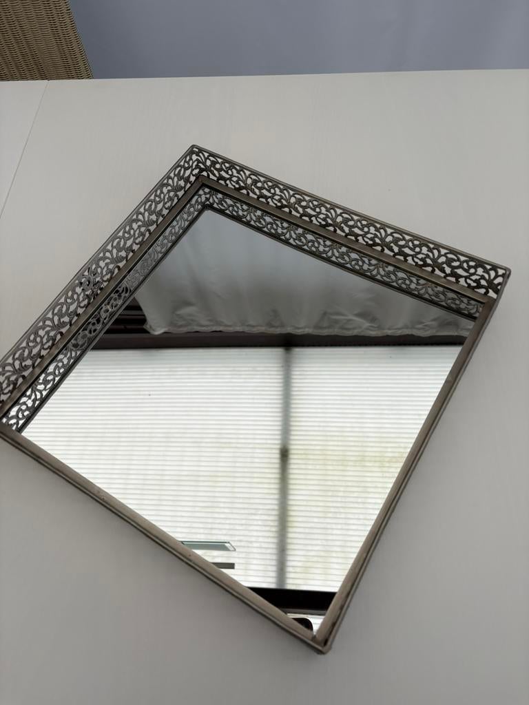 Dienblad/kaarsenschotel met spiegel 34cm x 34cm, Ophalen, Zo goed als nieuw