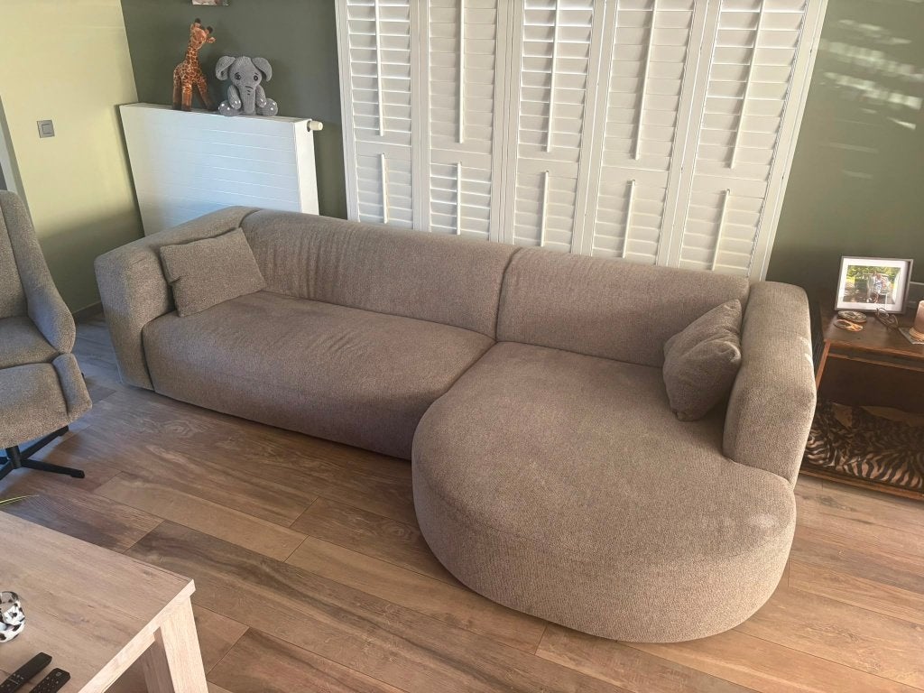 Moderne zetel + 1-zit met bankje, Maison & Meubles, Canapés | Salons, Autres dimensions, 300 cm ou plus, 125 à 150 cm, Banc droit