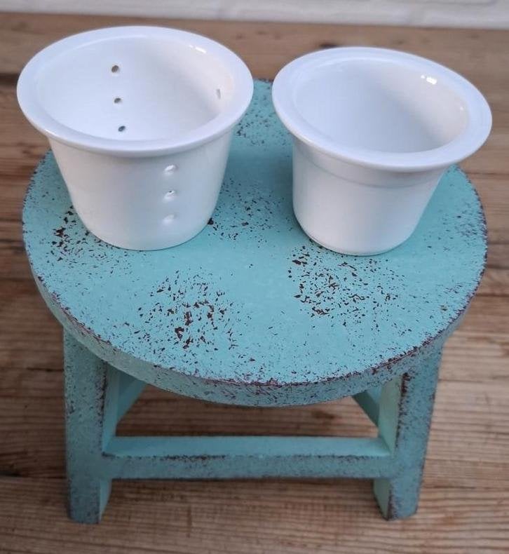 2 Wit porseleinen zeefjes, leuk als theelichthoudertjes, Maison & Meubles, Cuisine | Vaisselle, -, Comme neuf, Autres types, -