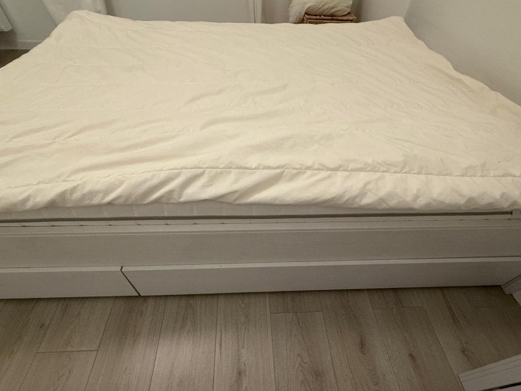 Lit double Ikea avec rangements, Ophalen, Gebruikt, Wit, Tweepersoons