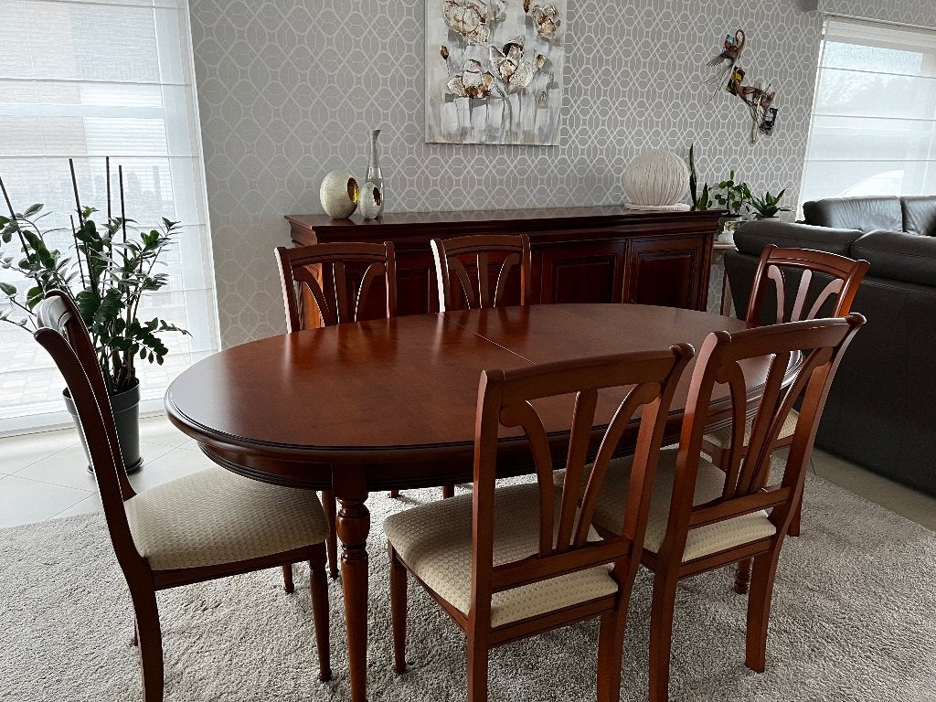 Eettafel met 6 Stoelen, Huis en Inrichting, Ophalen, 100 tot 150 cm, Zo goed als nieuw, Vijf personen of meer