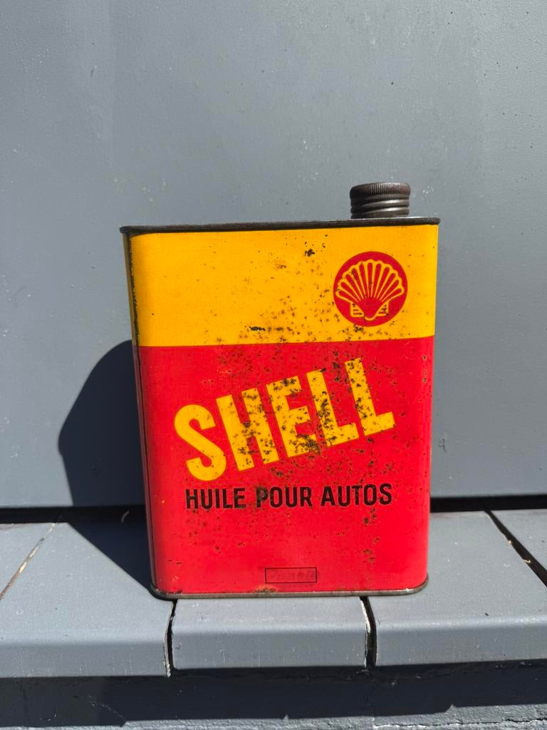 SHELL 2 liter oud olieblik, Ophalen of Verzenden, Gebruikt, Verpakking