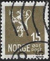 1 Postzegel Noorwegen 1926 Heraldische leeuw, Postzegels en Munten, Postzegels | Europa | Scandinavië, Ophalen of Verzenden, Noorwegen