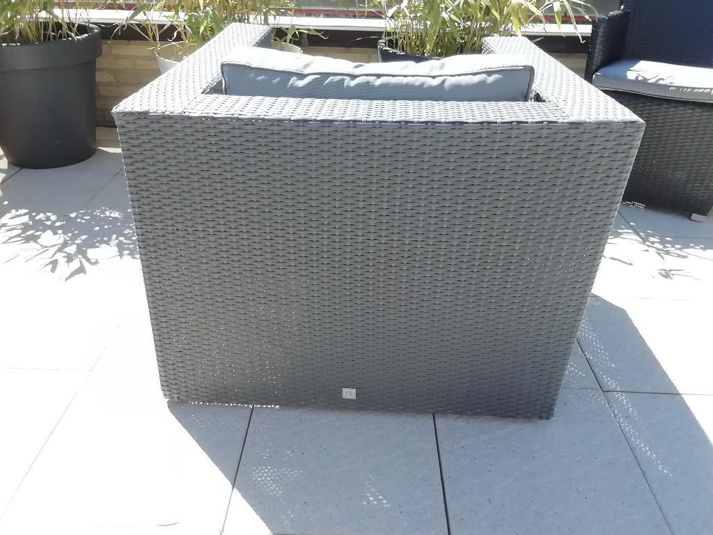 Tuinzetel + tafeltje, Ophalen, Gebruikt, Wicker, Bank