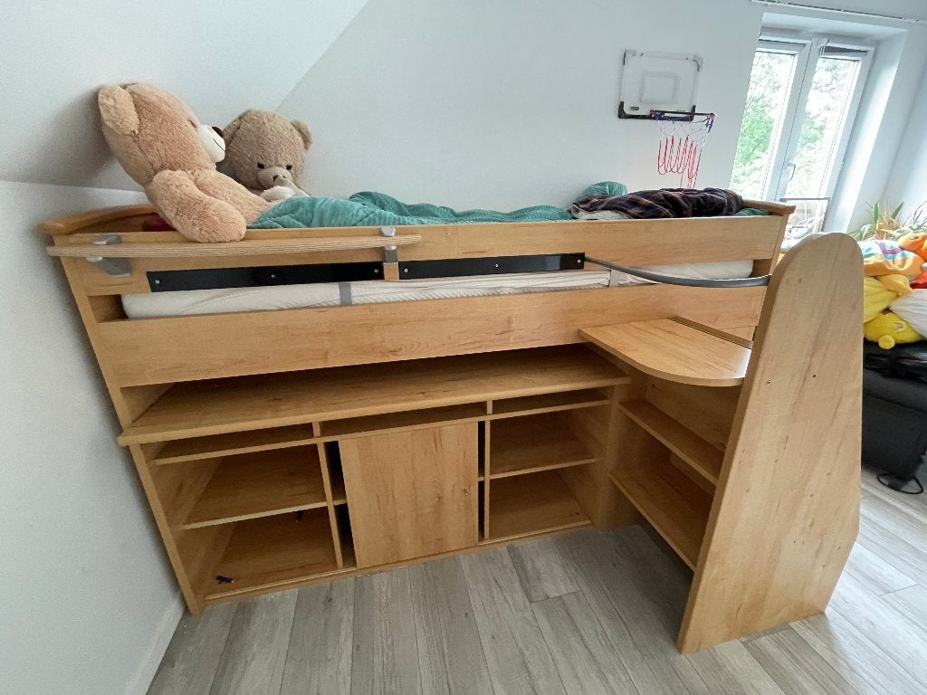 Hoogslaper met inbouwkast en bureau voor kids, Maison & Meubles, Chambre à coucher | Lits superposés & Lits mezzanines, Enlèvement