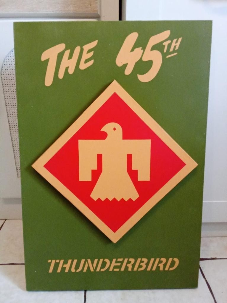 Panneau décoratif US WW2 : 45TH INFANTRY "THUNDERBIRD", Verzamelen, Ophalen of Verzenden