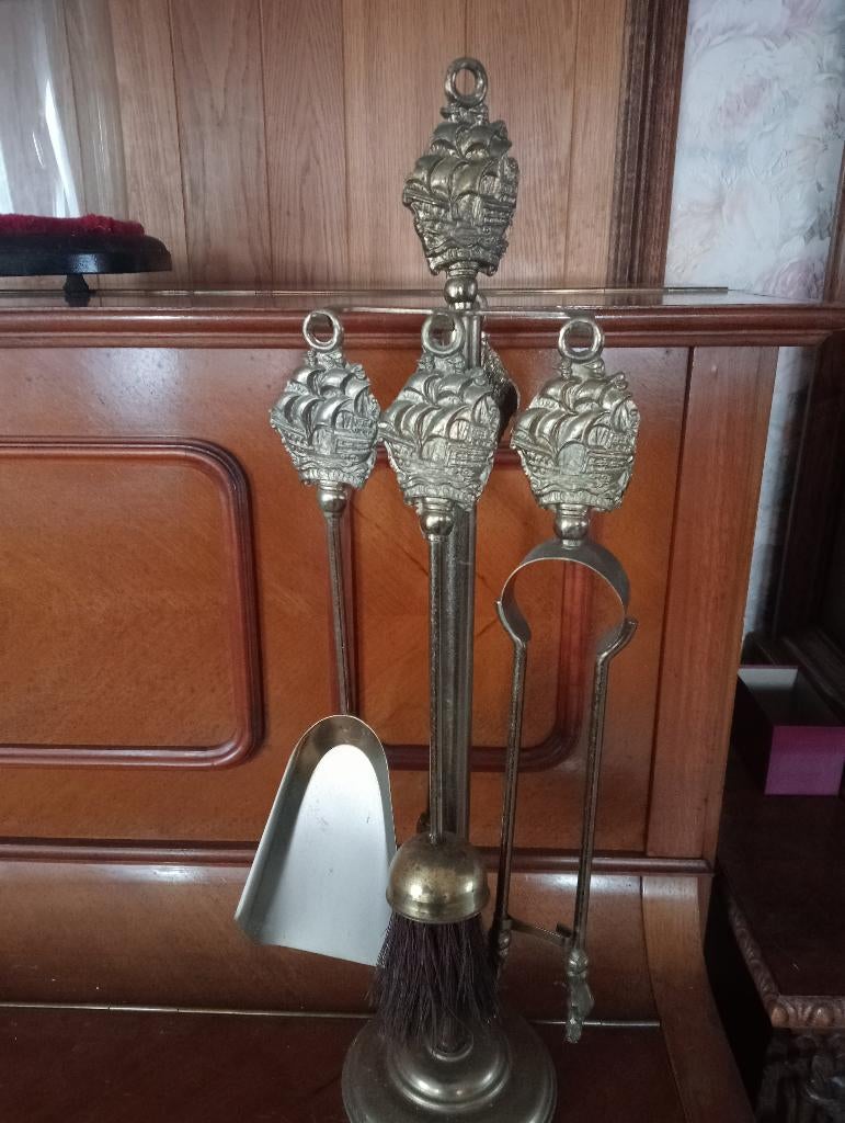 Vintage Engelse haardset boten, Huis en Inrichting, Haarden, Ophalen of Verzenden, Zo goed als nieuw, Vrijstaande haard, Houthaard