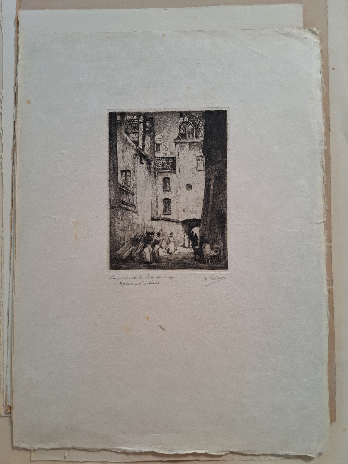 PEISER Kurt "Impasse de la Maison rouge" ets, Antiquités & Art, Enlèvement ou Envoi, Eau-forte, Encadré