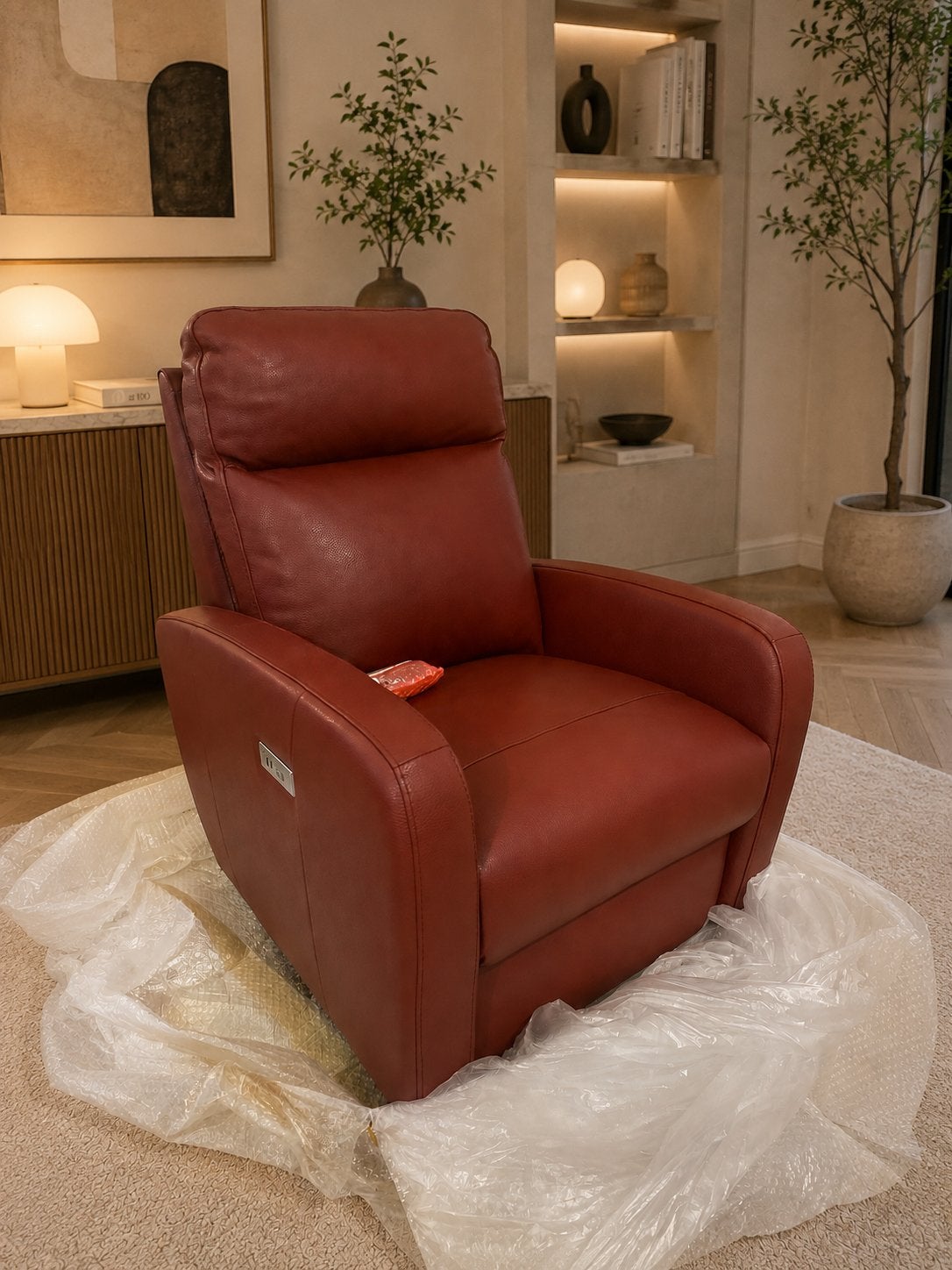Fauteuil relax électrique en cuir véritable, Maison & Meubles, Fauteuils, Enlèvement, Neuf, Cuir