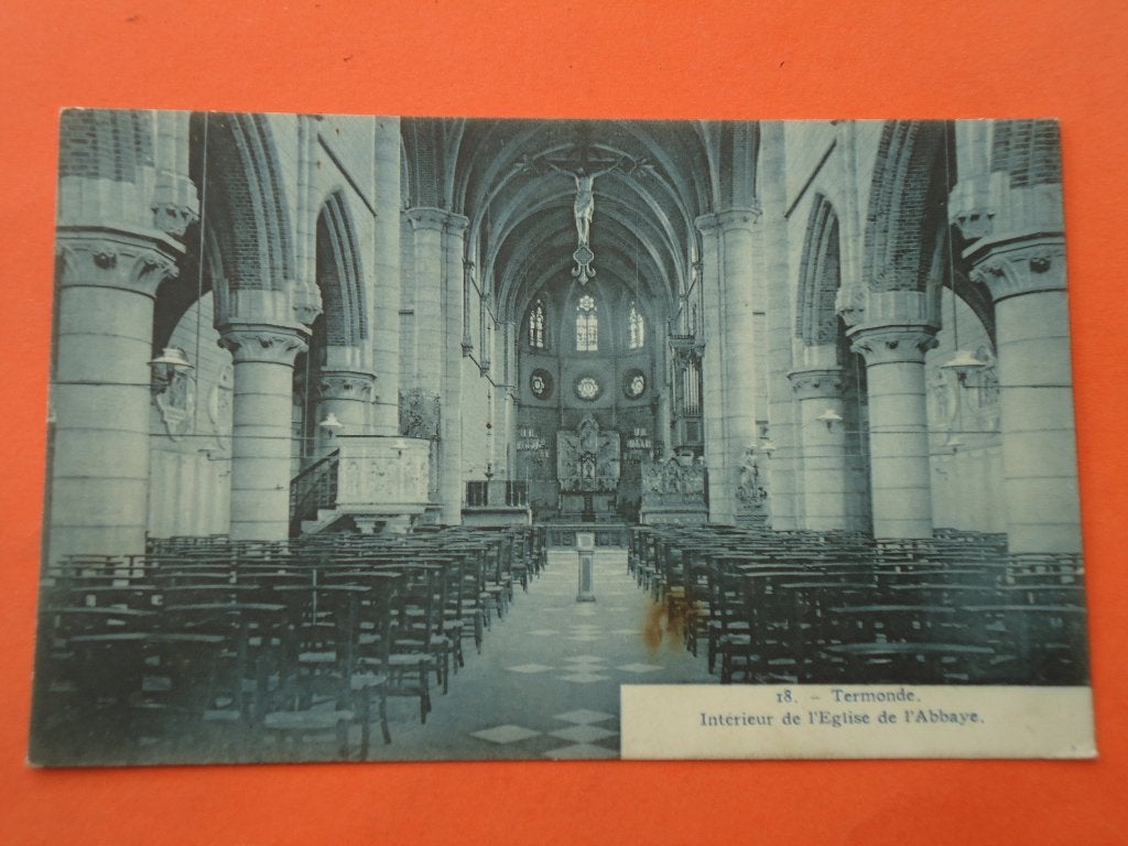 Dendermonde - Termonde Intérireur de l'eglise de l' Abbaye, Verzamelen, Postkaarten | België, Ophalen of Verzenden, Voor 1920