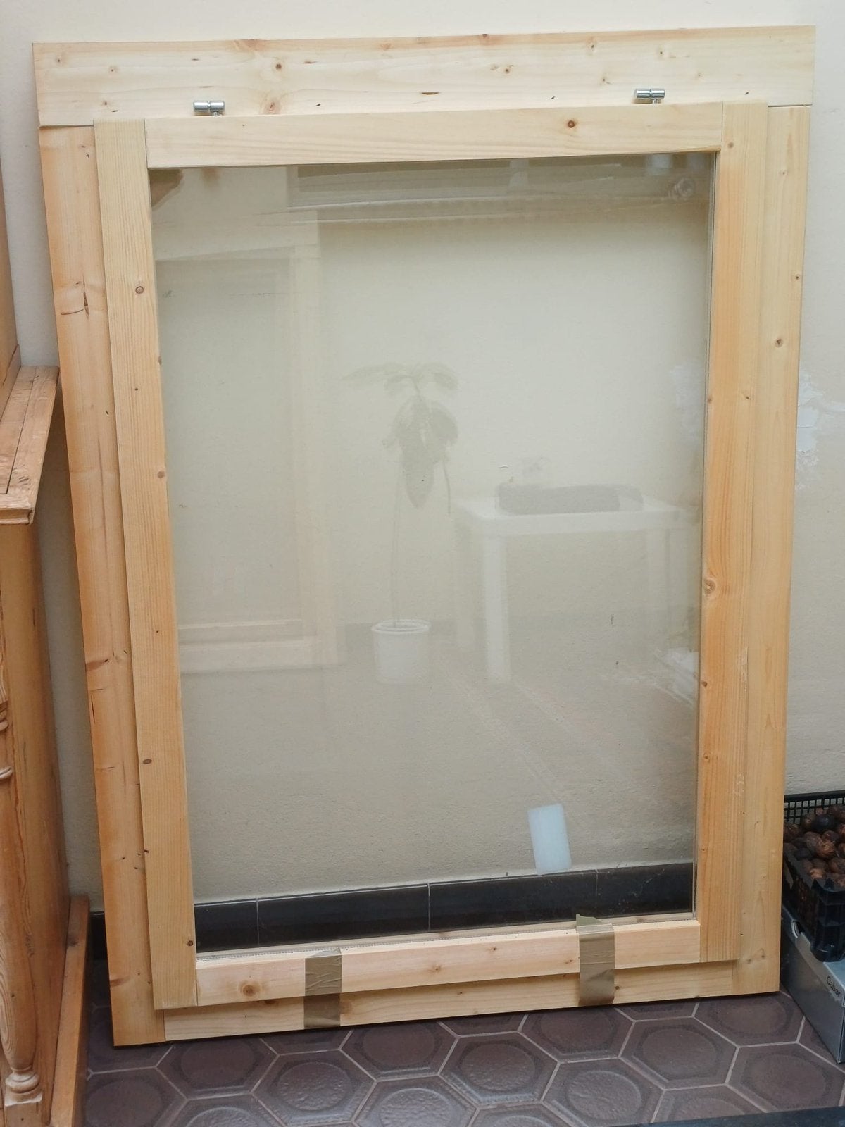 2 ramen met houten raamkozijn, Doe-het-zelf en Bouw, Raamkozijnen en Schuifdeuren, Raamkozijn, Nieuw, Inclusief glas, 75 tot 150 cm