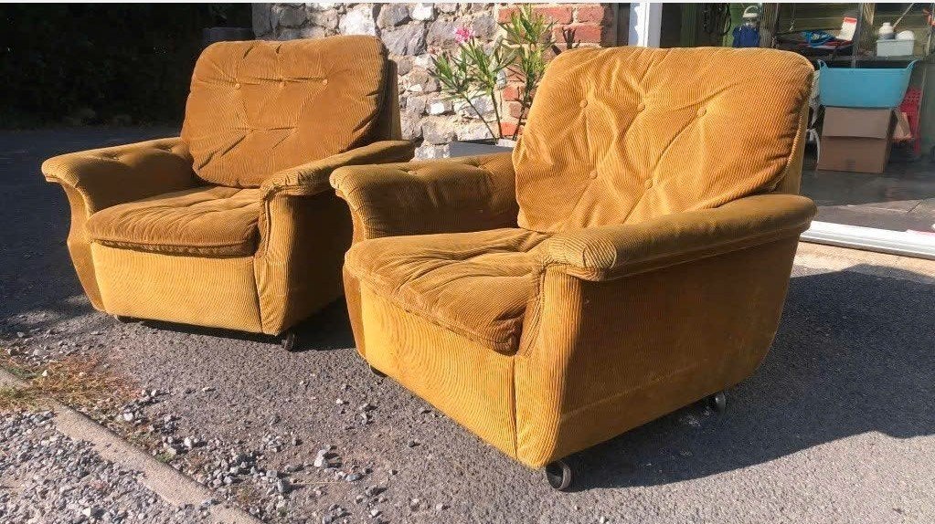 Paire de fauteuils velours vintage, Enlèvement ou Envoi