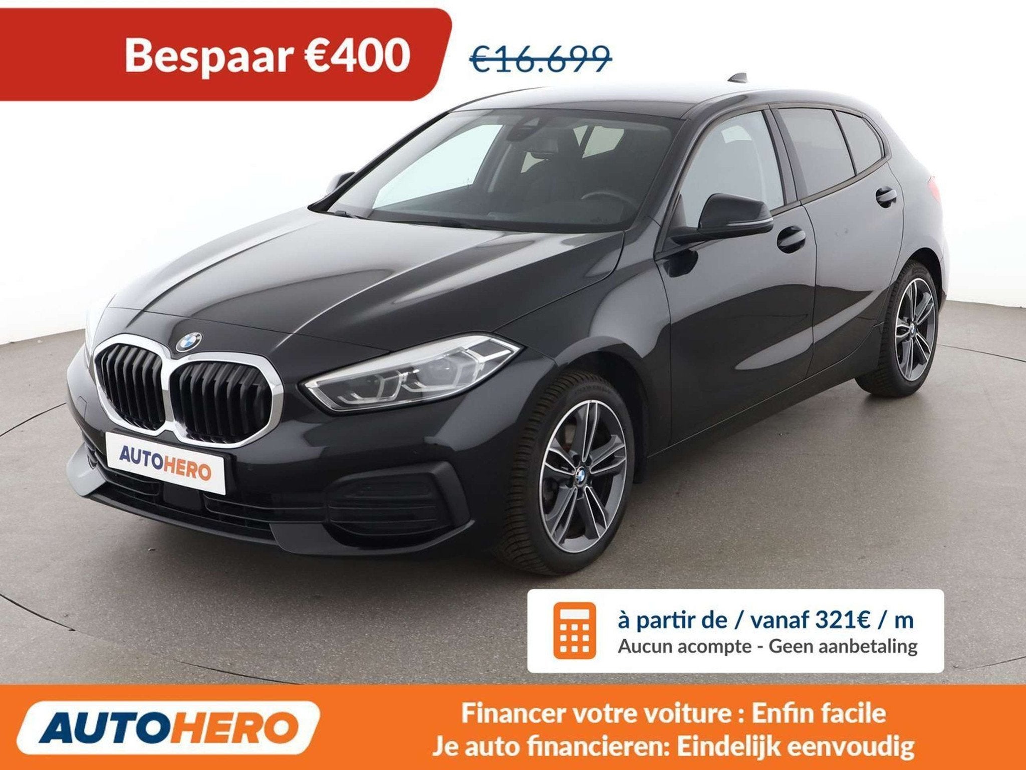 BMW 1 Serie 116 116d Advantage (bj 2020, automaat), Gebruikt, Euro 6, 116 pk, Zwart