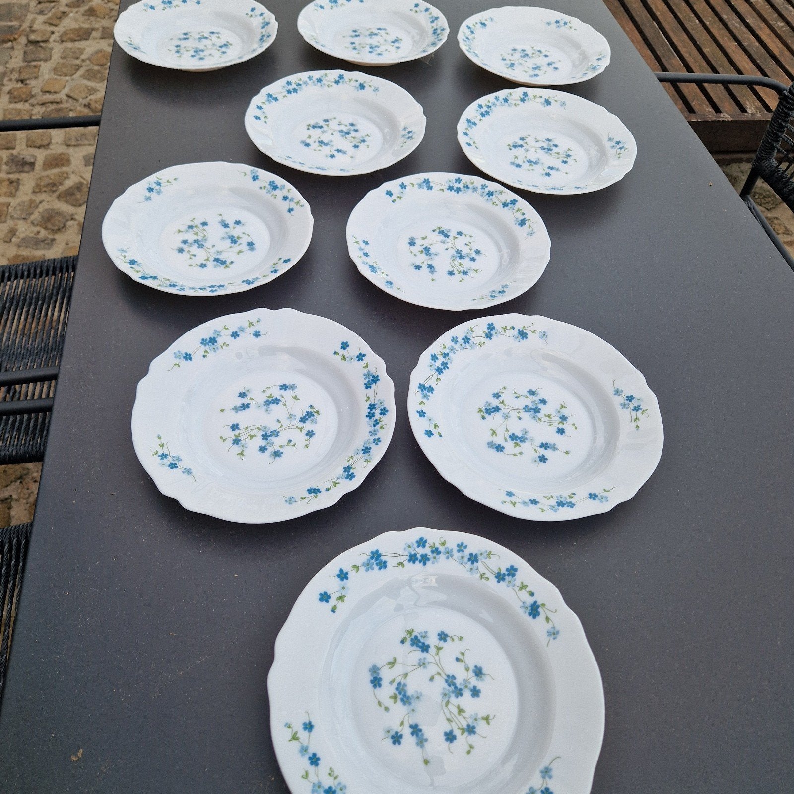 10 assiettes creuses Arcopal Myosotis, Enlèvement ou Envoi