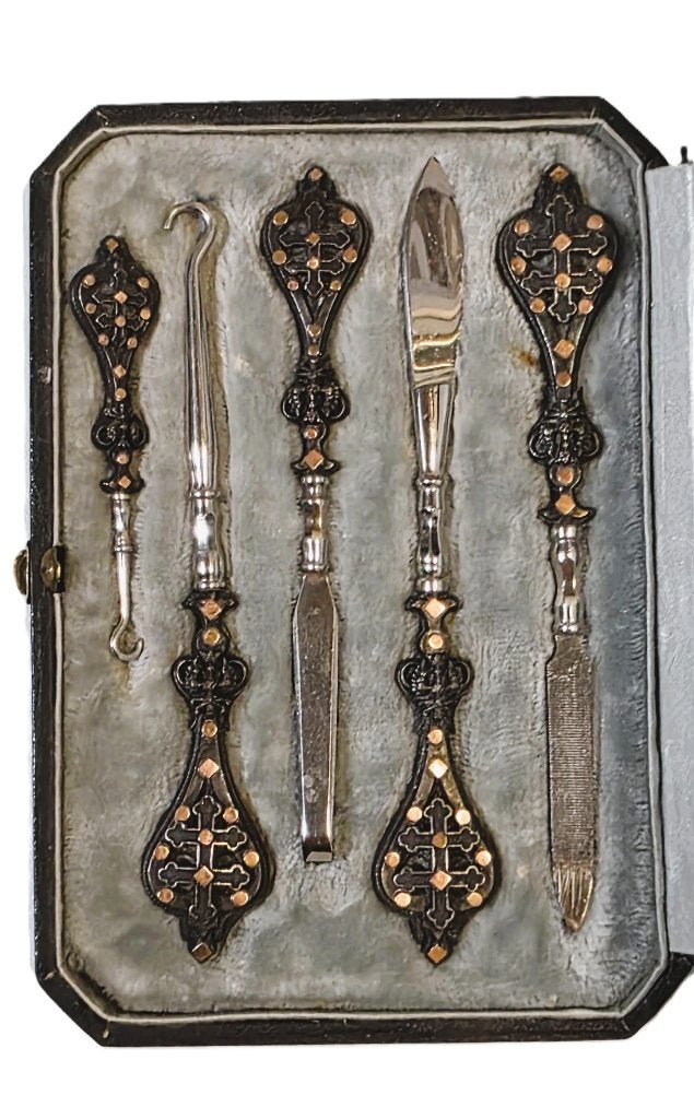 Ensemble de manucure victorien authentique., Enlèvement ou Envoi