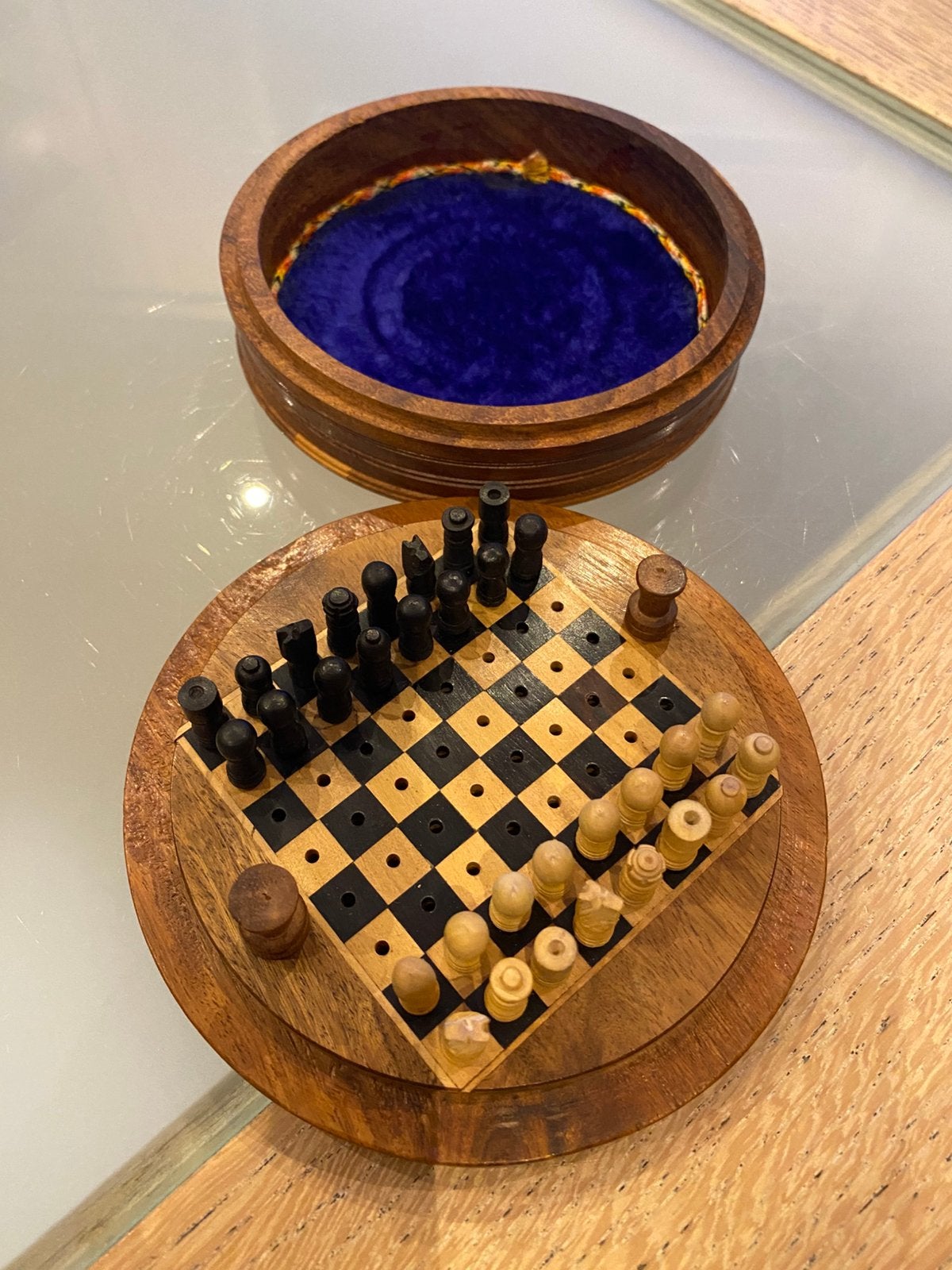 Miniatuur schaakspel, Hobby en Vrije tijd, Gezelschapsspellen | Bordspellen, Ophalen, Zo goed als nieuw