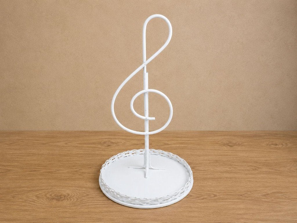 Decoratieve witte rieten muzieknoot mand, Enlèvement, Utilisé