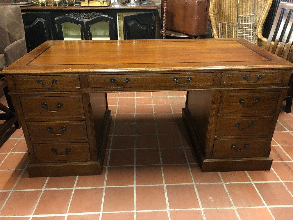 Eichholtz desk BUREAU BURO boekenkast bibliotheek burostoel, Ophalen, Overige typen, Hout, Bruin