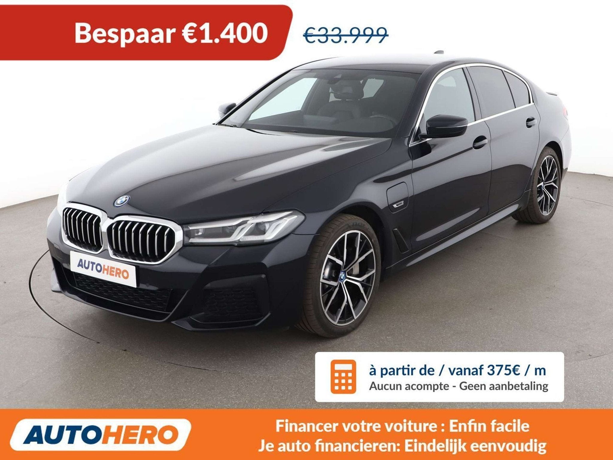 BMW 5 Serie 530 530e xDrive M Sport (bj 2022, automaat), Auto's, Automaat, Zwart, Leder, Vierwielaandrijving