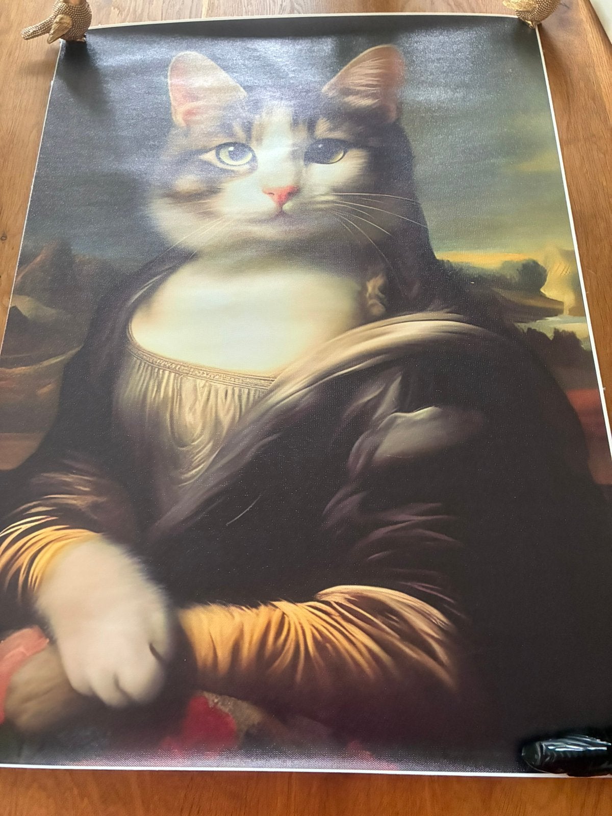 Canvas poster Mona Lisa Kat, Ophalen, Rechthoekig Staand, Nieuw, Canvas of Doek