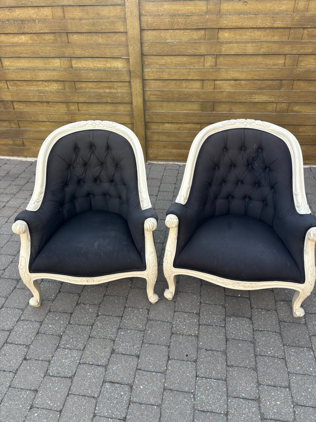 H.S meubelen, beige, zwarte lounge stoelen, Huis en Inrichting, Stoelen, Ophalen, Hout, Wit, Zo goed als nieuw