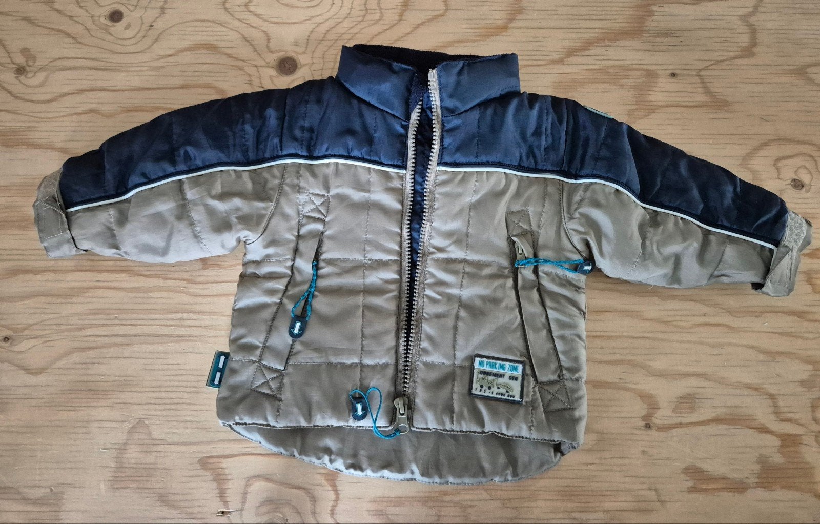 Blauw met beige jas - Maat 68, Kinderen en Baby's, Ophalen of Verzenden, Zo goed als nieuw, Jongetje, Jasje