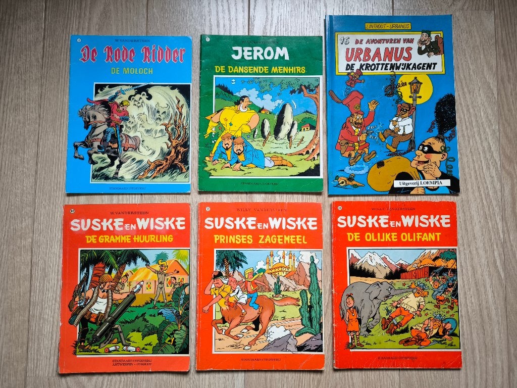 Lotje Suske-Wiske,Urbanus,Jerom,Rode Ridder, Willy Vandersteen, Meerdere stripboeken, Ophalen, Gelezen