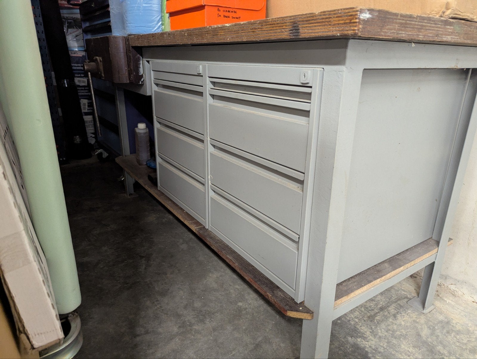 zware werkbank met 2x ladenkast, Ophalen, Gebruikt, 170 cm of meer