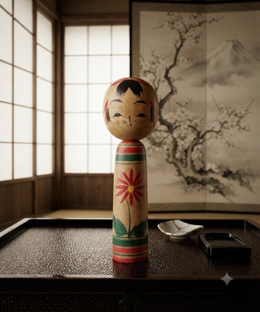 Vrolijke gestempelde Naruko kokeshi, Antiek en Kunst, Hout, Verzenden, Japan, Handgemaakt