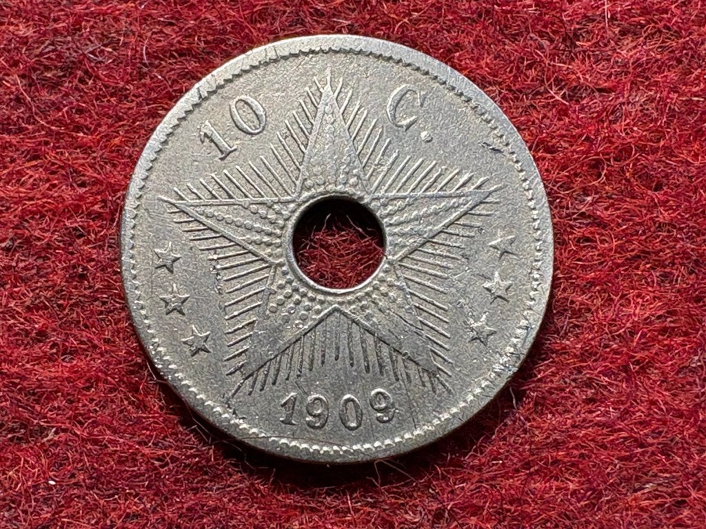 Belgisch Congo - 10 centiem 1909 medailleslag (#028#), Postzegels en Munten, Munten | België, Ophalen of Verzenden, Metaal, Losse munt