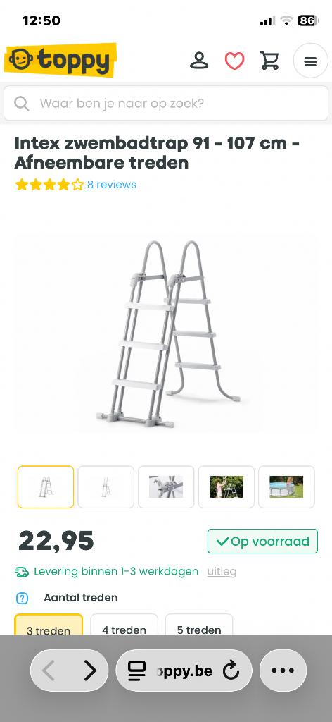 Intex trapladder zwembad 107 cm, Ophalen, Nieuw