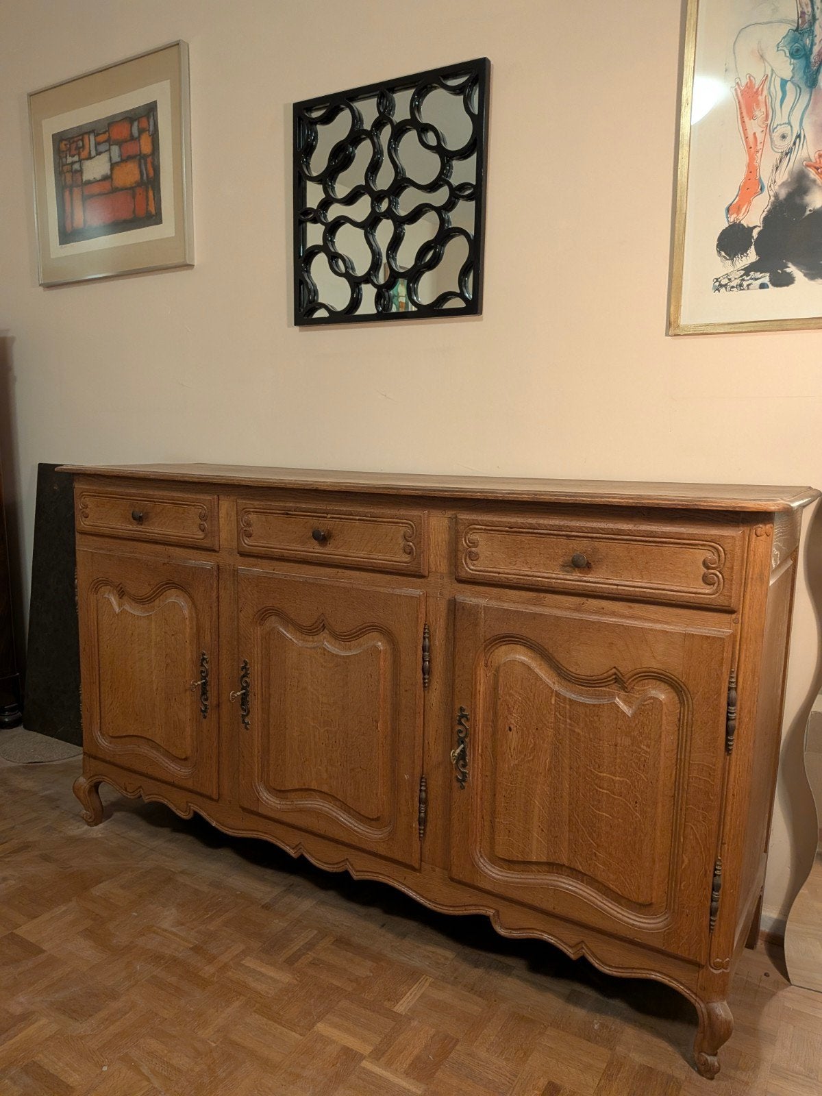 Grand Buffet Bas Enfilade en Chêne Massif, Maison & Meubles, Avec tiroir(s), 150 à 200 cm, Enlèvement, Utilisé