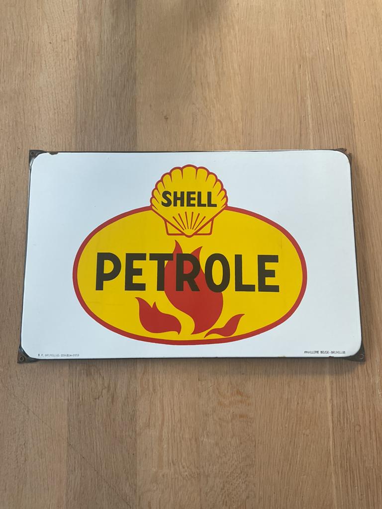 Plaque émaillée Shell, Collections, Marques & Objets publicitaires, Enlèvement ou Envoi, Utilisé, Panneau publicitaire